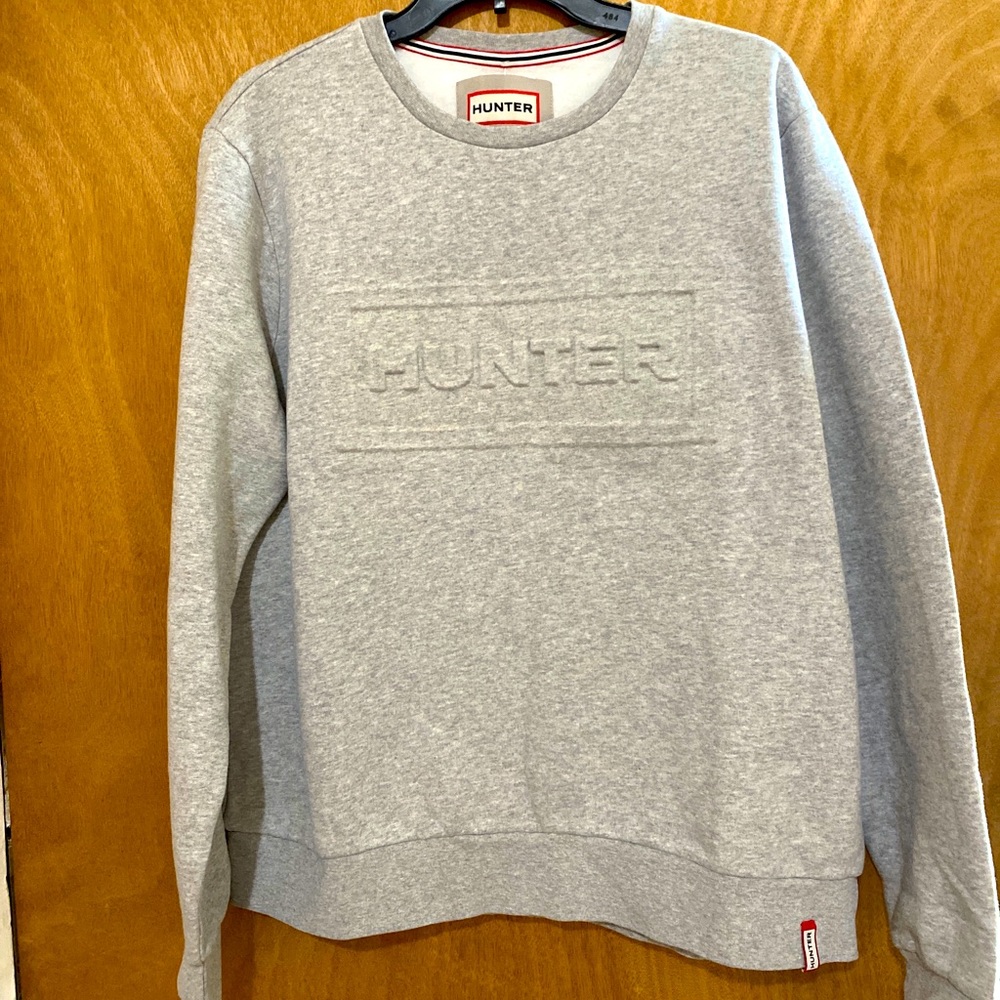 Women’s Hunter Original Gray Sweatshirt/Pullover Embossed Logo Size Large NWT